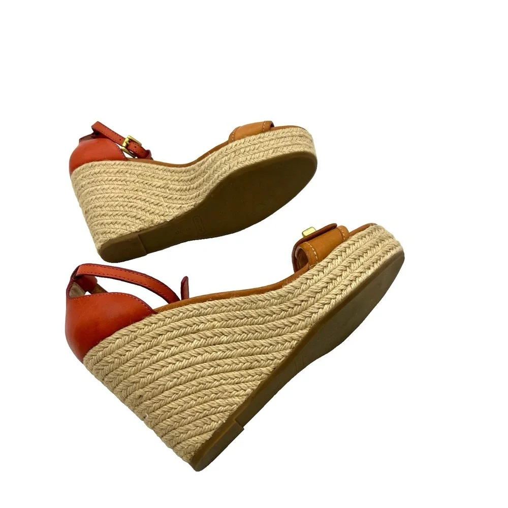 Coach Glinda Wedge  Ankle Strap Platform Espadrilles Sandals Q1776 Size 8 B